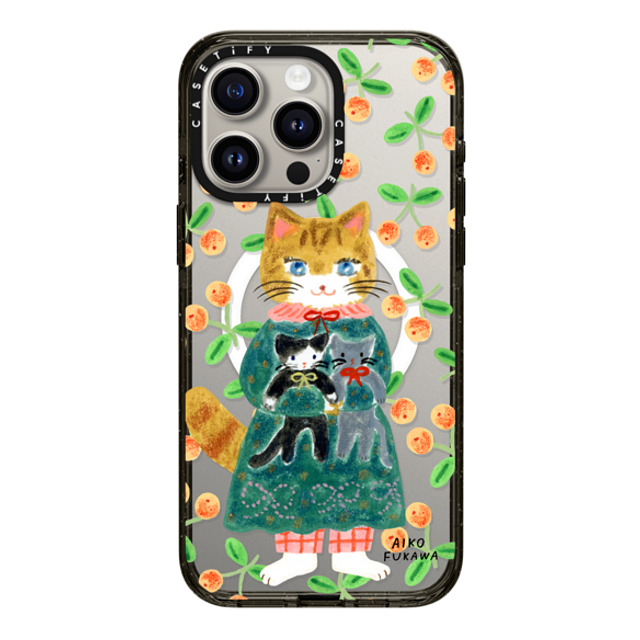 Aiko Fukawa x CASETiFY iPhone 15 Pro Max ケース ブラック インパクトケース MagSafe対応 cat and stuffed cats