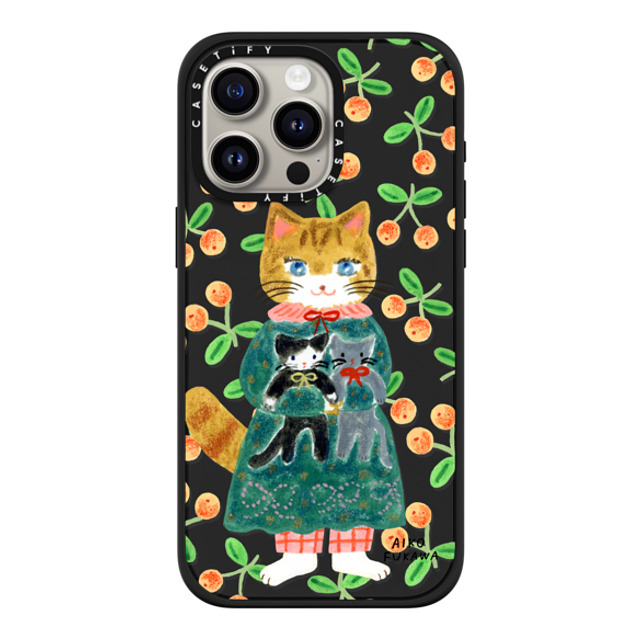 Aiko Fukawa x CASETiFY iPhone 15 Pro Max ケース マットブラック インパクトケース MagSafe対応 cat and stuffed cats