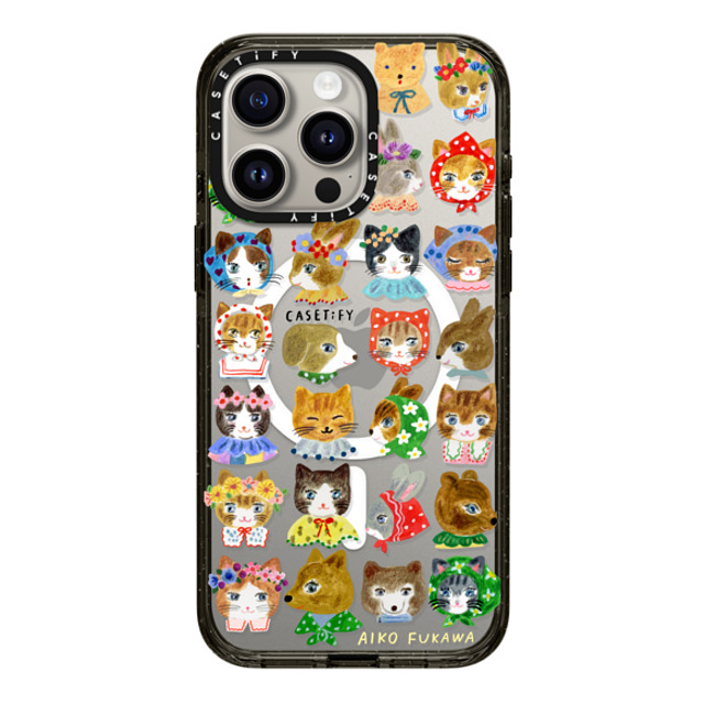 Aiko Fukawa x CASETiFY iPhone 15 Pro Max ケース ブラック インパクトケース MagSafe対応 fluffy little friends