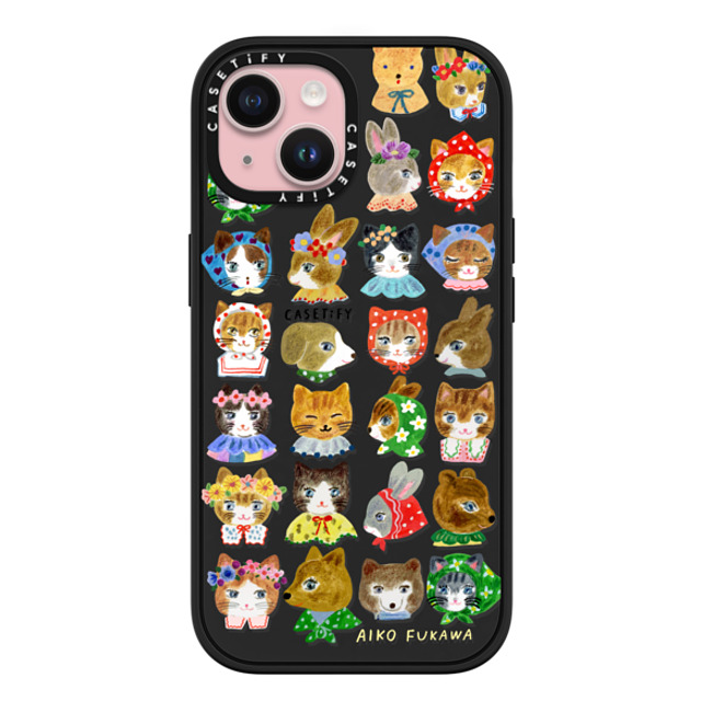 Aiko Fukawa x CASETiFY iPhone 15 ケース マットブラック インパクトケース MagSafe対応 fluffy little friends