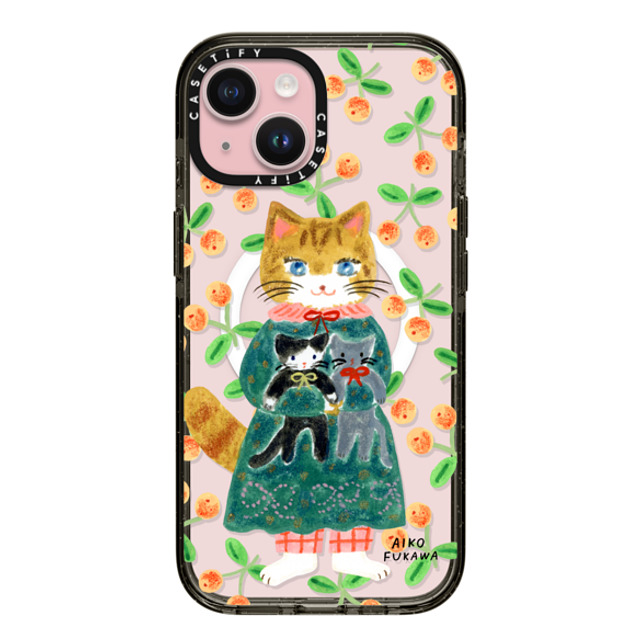 Aiko Fukawa x CASETiFY iPhone 15 ケース ブラック インパクトケース MagSafe対応 cat and stuffed cats