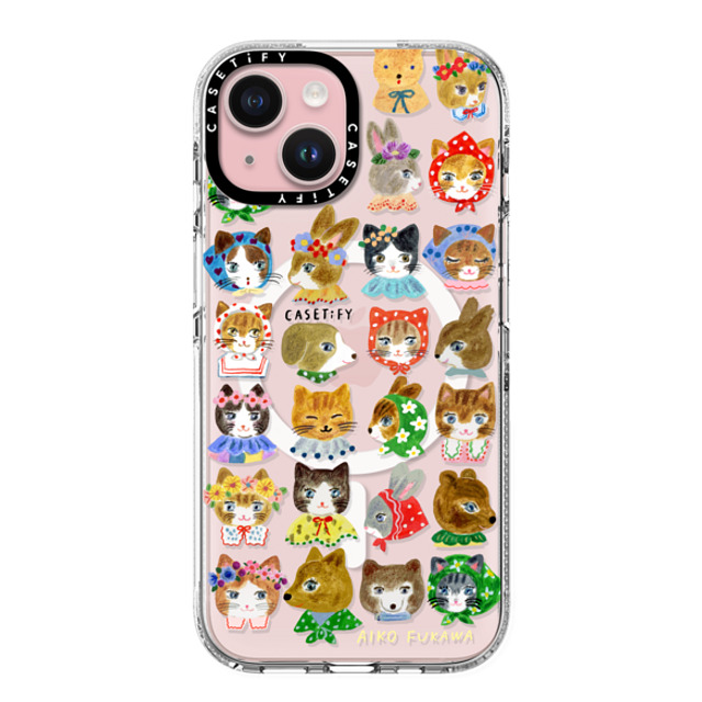 Aiko Fukawa x CASETiFY iPhone 15 ケース クリア クリア ケース MagSafe対応 fluffy little friends