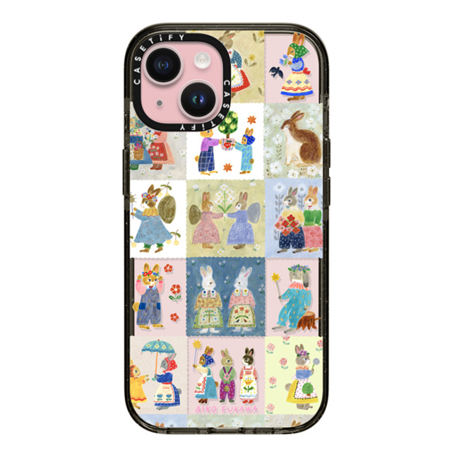 Aiko Fukawa x CASETiFY iPhone 15 ケース ブラック インパクトケース RABBIT sweet patch work