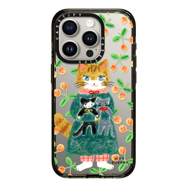 Aiko Fukawa x CASETiFY iPhone 15 Pro ケース ブラック インパクトケース cat and stuffed cats