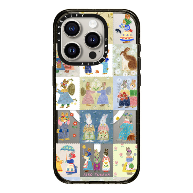 Aiko Fukawa x CASETiFY iPhone 15 Pro ケース ブラック インパクトケース MagSafe対応 RABBIT sweet patch work