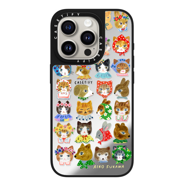 Aiko Fukawa x CASETiFY iPhone 15 Pro Case Silver on Black ミラーケース MagSafe対応 fluffy little friends Aiko Fukawa x CASETiFY iPhone 15 Pro Case Silver on Black ミラーケース MagSafe対応 fluffy little friends