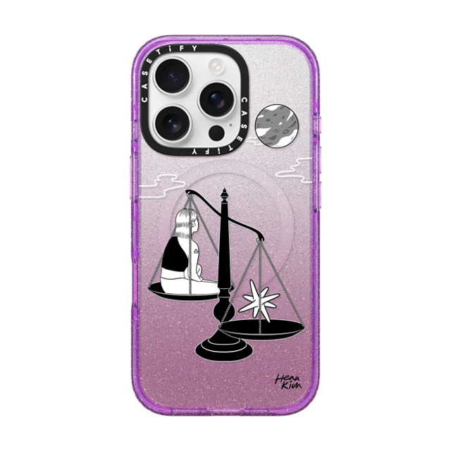 Henn Kim x CASETiFY iPhone 16 Pro Case Glitter Purple Impact Case MagSafe Compatible Libra Henn Kim x CASETiFY iPhone 16 Pro Case Glitter Purple Impact Case MagSafe Compatible Libra