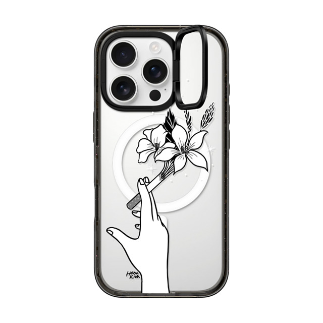 Henn Kim x CASETiFY iPhone 16 Pro ケース Floral,Minimalism ブラック インパクトリングスタンドケース MagSafe対応 Just Breathe Father's Day Henn Kim x CASETiFY iPhone 16 Pro ケース Floral,Minimalism ブラック インパクトリングスタンドケース MagSafe対応 Just Breathe Father's Day