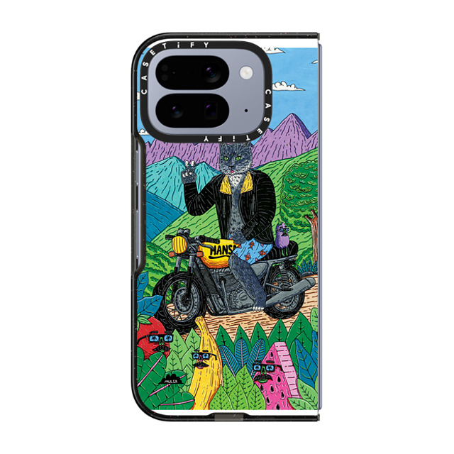Mulga x CASETiFY Pixel 10 Pro Fold ケース Cat,Animal ブラック Impact Magnetic Case Hansa the Cat Phone Case by Mulga
