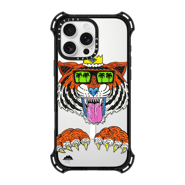 Mulga x CASETiFY iPhone 16 Pro Max ケース ブラック バウンスケース King Louis the Tiger Phone Case by Mulga