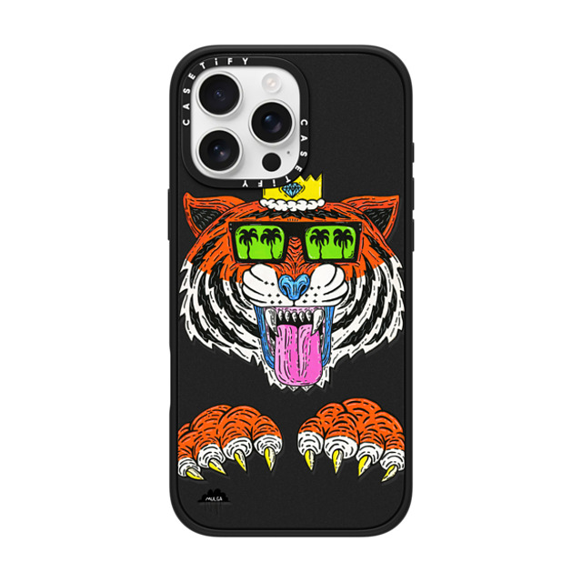 Mulga x CASETiFY iPhone 16 Pro Max ケース マットブラック インパクトケース MagSafe対応 King Louis the Tiger Phone Case by Mulga