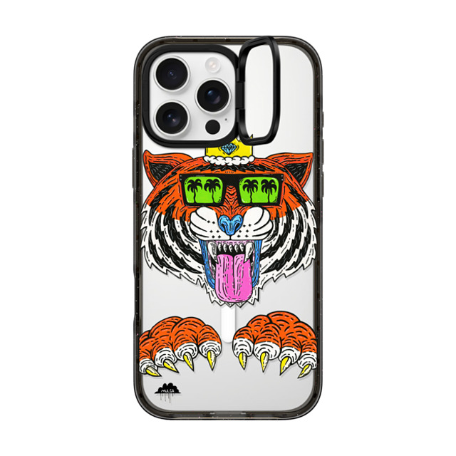 Mulga x CASETiFY iPhone 16 Pro Max ケース ブラック インパクトリングスタンドケース MagSafe対応 King Louis the Tiger Phone Case by Mulga