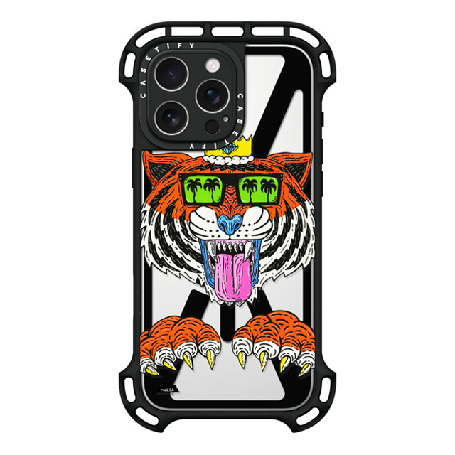 Mulga x CASETiFY iPhone 16 Pro Max ケース ブラック ウルトラ バウンスケース MagSafe対応 King Louis the Tiger Phone Case by Mulga