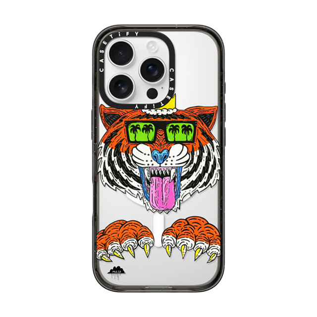 Mulga x CASETiFY iPhone 16 Pro ケース ブラック インパクトケース MagSafe対応 King Louis the Tiger Phone Case by Mulga