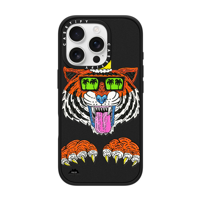 Mulga x CASETiFY iPhone 16 Pro ケース マットブラック インパクトケース MagSafe対応 King Louis the Tiger Phone Case by Mulga