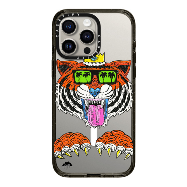 Mulga x CASETiFY iPhone 15 Pro Max ケース ブラック インパクトケース MagSafe対応 King Louis the Tiger Phone Case by Mulga