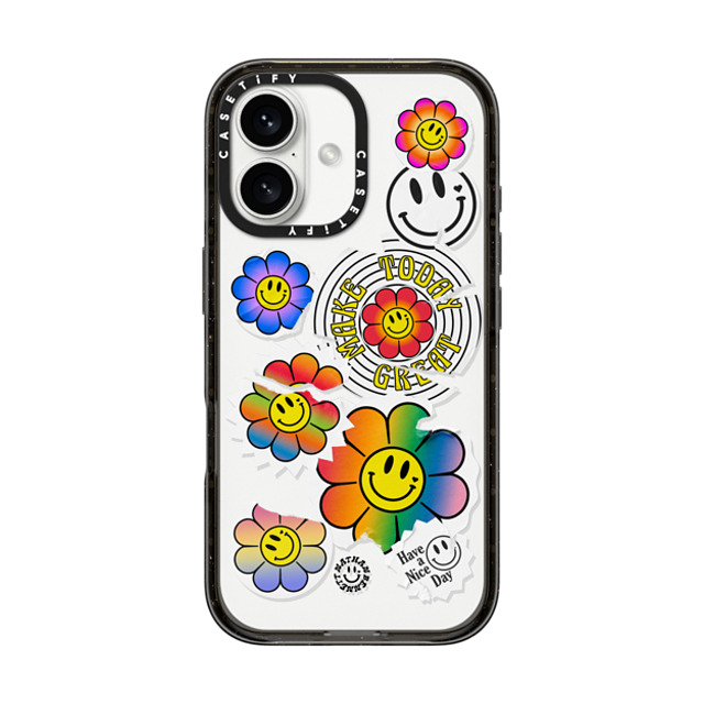 Nathan Bennett x CASETiFY iPhone 16 Case Sticker,Cartoon Black Impact Case Smile Sticker Bomb By Nathan Bennett Father's Day Nathan Bennett x CASETiFY iPhone 16 Case Sticker,Cartoon Black Impact Case Smile Sticker Bomb By Nathan Bennett Father's Day