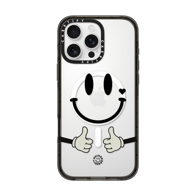 Nathan Bennett x CASETiFY iPhone 16 Pro Max ケース ブラック インパクトケース MagSafe対応 Big Smile By Nathan Bennett