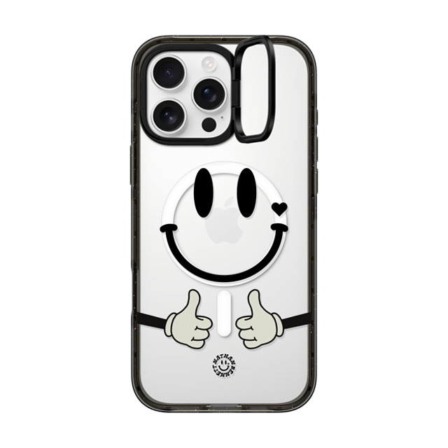 Nathan Bennett x CASETiFY iPhone 16 Pro Max ケース ブラック インパクトリングスタンドケース MagSafe対応 Big Smile By Nathan Bennett