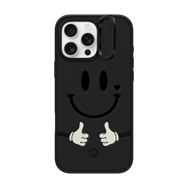 Nathan Bennett x CASETiFY iPhone 16 Pro Max ケース マットブラック インパクトリングスタンドケース MagSafe対応 Big Smile By Nathan Bennett