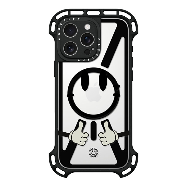 Nathan Bennett x CASETiFY iPhone 16 Pro Max ケース ブラック ウルトラ バウンスケース MagSafe対応 Big Smile By Nathan Bennett