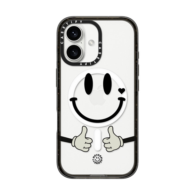 Nathan Bennett x CASETiFY iPhone 16 ケース ブラック インパクトケース MagSafe対応 Big Smile By Nathan Bennett