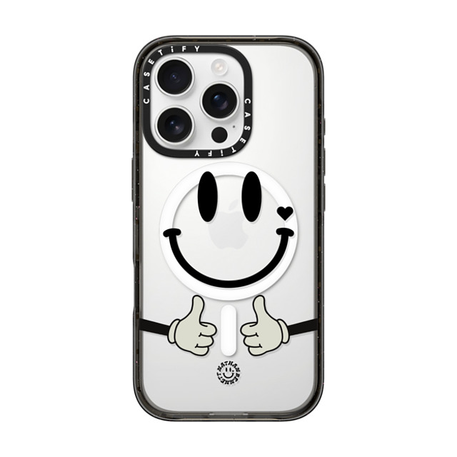 Nathan Bennett x CASETiFY iPhone 16 Pro ケース ブラック インパクトケース MagSafe対応 Big Smile By Nathan Bennett