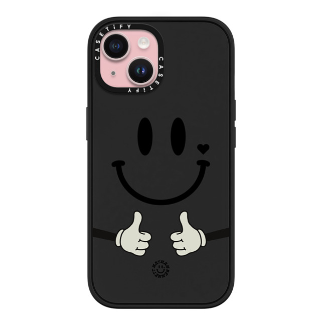 Nathan Bennett x CASETiFY iPhone 15 ケース マットブラック インパクトケース MagSafe対応 Big Smile By Nathan Bennett