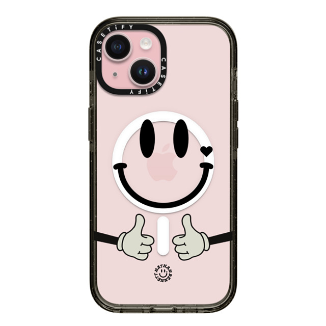 Nathan Bennett x CASETiFY iPhone 15 ケース ブラック インパクトケース MagSafe対応 Big Smile By Nathan Bennett