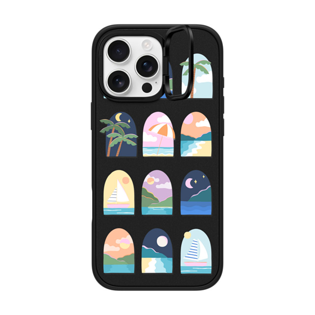 Brook Gossen x CASETiFY iPhone 16 Pro Max ケース マットブラック インパクトリングスタンドケース MagSafe対応 BEACHY VACAY BY BROOK GOSSEN