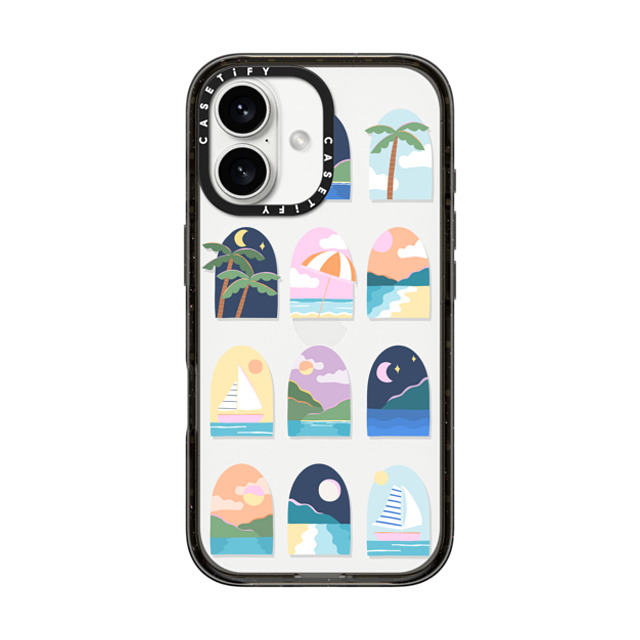 Brook Gossen x CASETiFY iPhone 16 ケース ブラック インパクトケース BEACHY VACAY BY BROOK GOSSEN