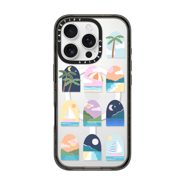 Brook Gossen x CASETiFY iPhone 16 Pro ケース ブラック インパクトケース MagSafe対応 BEACHY VACAY BY BROOK GOSSEN