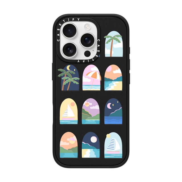 Brook Gossen x CASETiFY iPhone 16 Pro ケース マットブラック インパクトケース MagSafe対応 BEACHY VACAY BY BROOK GOSSEN