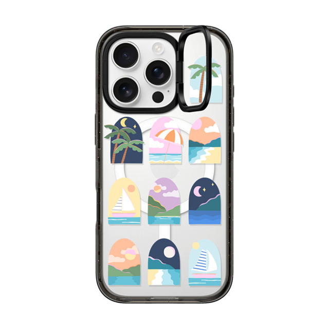 Brook Gossen x CASETiFY iPhone 16 Pro ケース ブラック インパクトリングスタンドケース MagSafe対応 BEACHY VACAY BY BROOK GOSSEN