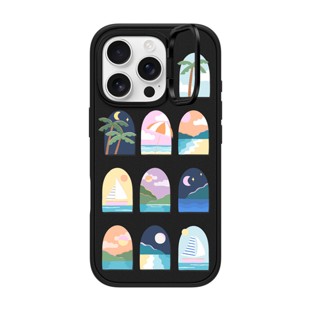 Brook Gossen x CASETiFY iPhone 16 Pro ケース マットブラック インパクトリングスタンドケース MagSafe対応 BEACHY VACAY BY BROOK GOSSEN