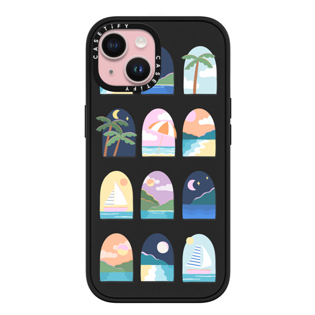 Brook Gossen x CASETiFY iPhone 15 ケース マットブラック インパクトケース MagSafe対応 BEACHY VACAY BY BROOK GOSSEN