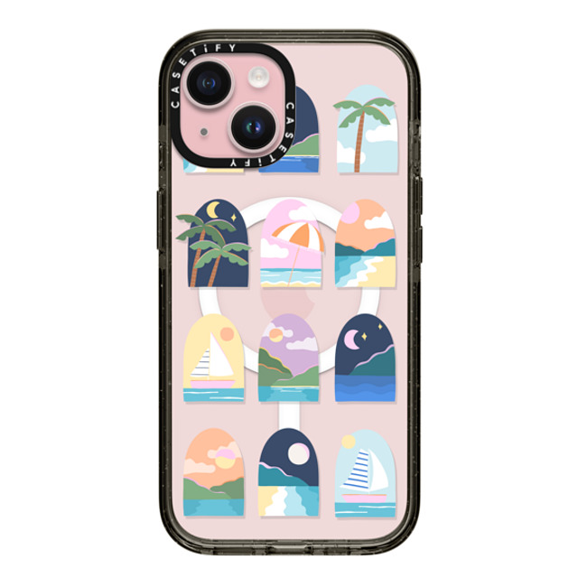 Brook Gossen x CASETiFY iPhone 15 ケース ブラック インパクトケース MagSafe対応 BEACHY VACAY BY BROOK GOSSEN