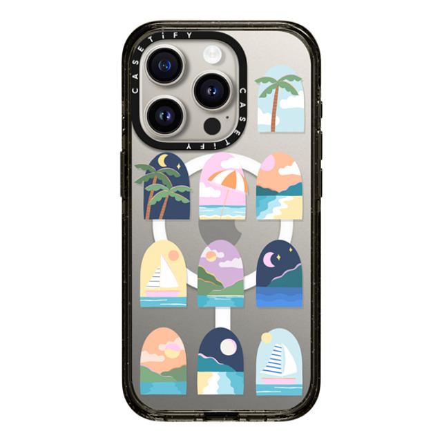 Brook Gossen x CASETiFY iPhone 15 Pro ケース ブラック インパクトケース MagSafe対応 BEACHY VACAY BY BROOK GOSSEN