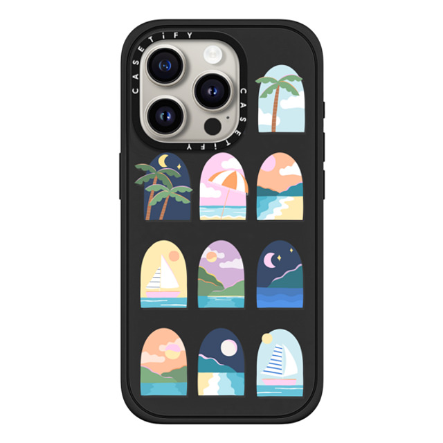 Brook Gossen x CASETiFY iPhone 15 Pro ケース マットブラック インパクトケース MagSafe対応 BEACHY VACAY BY BROOK GOSSEN