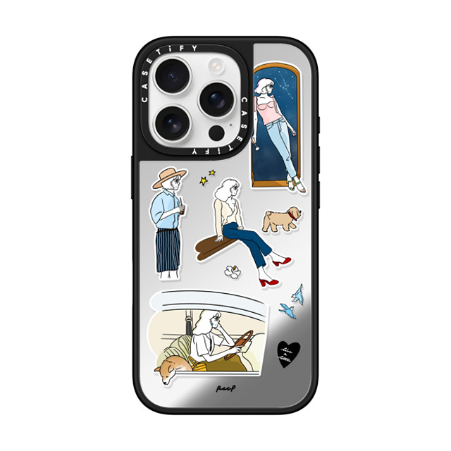 Peep x CASETiFY iPhone 16 Pro Case Sticker,Cartoon Silver on Black ミラーケース MagSafe対応 STARRY JOURNEY Mother's Day Peep x CASETiFY iPhone 16 Pro Case Sticker,Cartoon Silver on Black ミラーケース MagSafe対応 STARRY JOURNEY Mother's Day