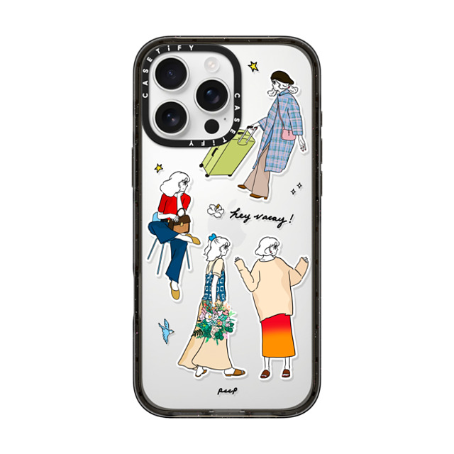 Peep x CASETiFY iPhone 16 Pro Max ケース Sticker,Cartoon ブラック インパクトケース HEY VACAY Father's Day Peep x CASETiFY iPhone 16 Pro Max ケース Sticker,Cartoon ブラック インパクトケース HEY VACAY Father's Day