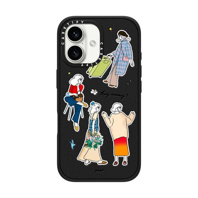 Peep x CASETiFY iPhone 16 ケース Sticker,Cartoon マットブラック インパクトケース MagSafe対応 HEY VACAY Father's Day Peep x CASETiFY iPhone 16 ケース Sticker,Cartoon マットブラック インパクトケース MagSafe対応 HEY VACAY Father's Day