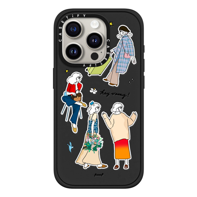 Peep x CASETiFY iPhone 15 Pro ケース Sticker,Cartoon マットブラック インパクトケース MagSafe対応 HEY VACAY Father's Day Peep x CASETiFY iPhone 15 Pro ケース Sticker,Cartoon マットブラック インパクトケース MagSafe対応 HEY VACAY Father's Day