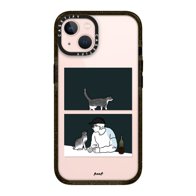 Peep x CASETiFY iPhone 13 ケース ブラック インパクトケース WINE & CAT