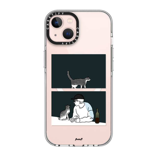 Peep x CASETiFY iPhone 13 ケース クリア クリア ケース MagSafe対応 WINE & CAT