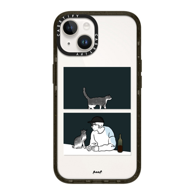 Peep x CASETiFY iPhone 14 ケース ブラック インパクトケース WINE & CAT