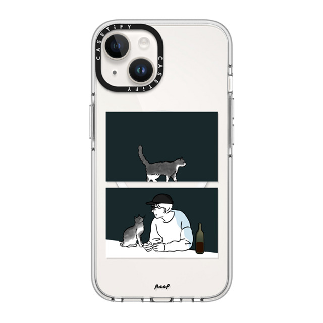 Peep x CASETiFY iPhone 14 ケース クリア クリア ケース MagSafe対応 WINE & CAT