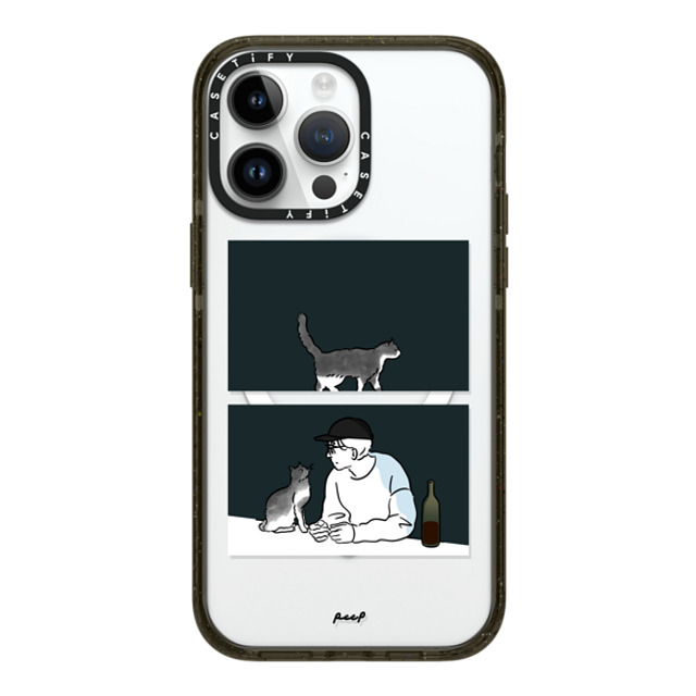 Peep x CASETiFY iPhone 14 Pro Max ケース ブラック インパクトケース MagSafe対応 WINE & CAT