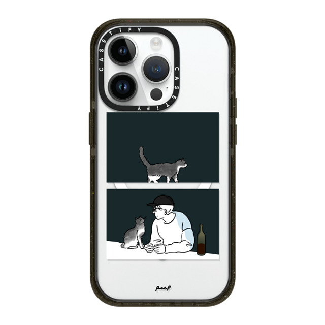 Peep x CASETiFY iPhone 14 Pro ケース ブラック インパクトケース MagSafe対応 WINE & CAT