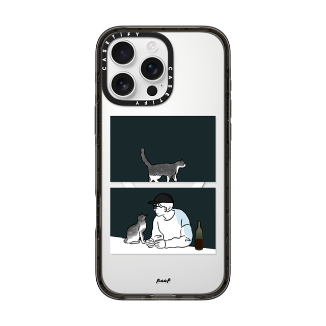 Peep x CASETiFY iPhone 16 Pro Max ケース ブラック インパクトケース MagSafe対応 WINE & CAT